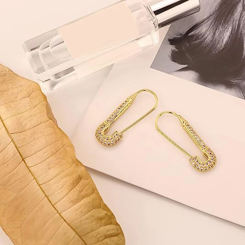 Paper Clip Design Earrings - Gold and Silver Color Modern Jewelry