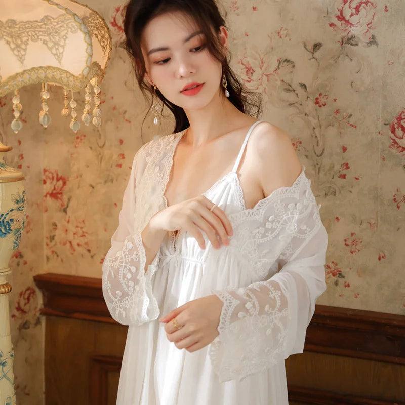 Fairy Mesh Princess Nightgown - Lace Victorian Style Pajamas