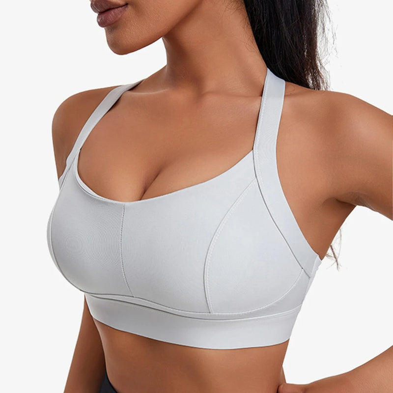 High Impact Criss Cross Sports Bra - Padded Yoga Crop Top