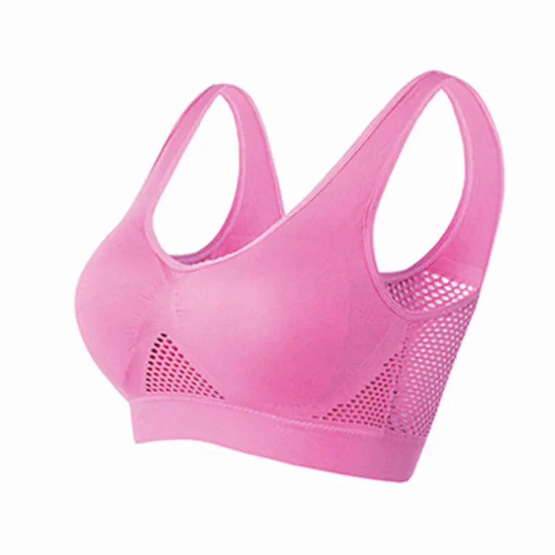 Hollow Out Padded Sports Bra - Breathable Wireless Gym Crop Top
