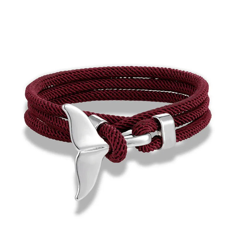 Ocean Anchor and Whale Tail Rope Bracelet - Adjustable Friendship Jewelry