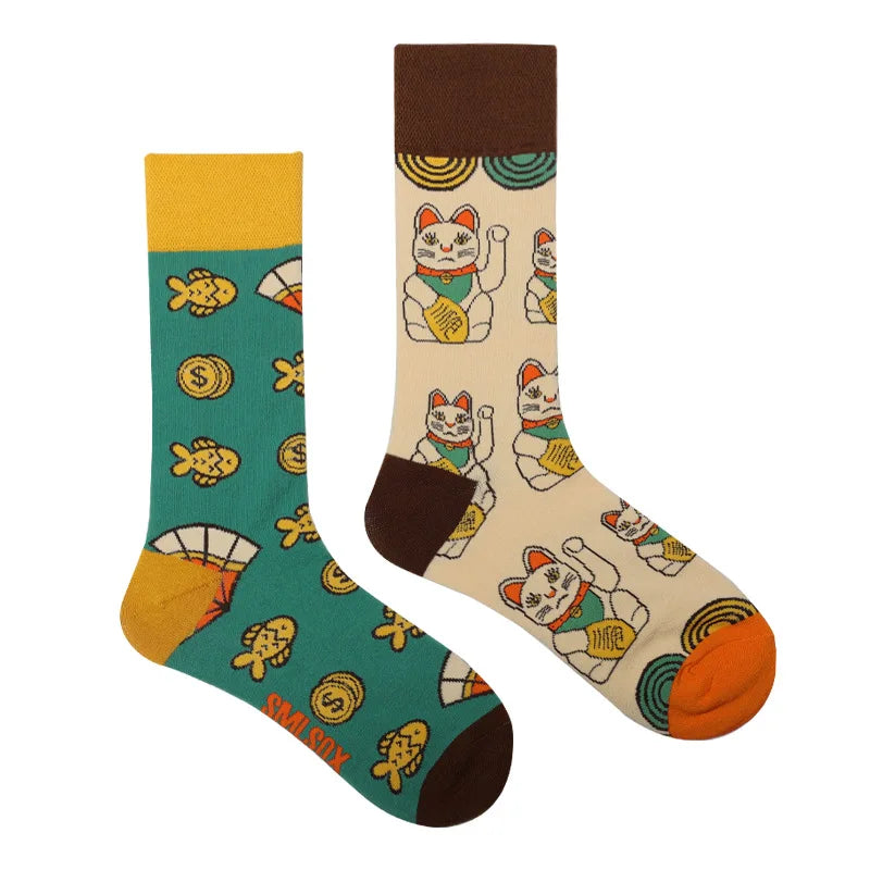 Flower Fruit Candy Cotton Socks - Colorful Unisex Mid Tube Pair