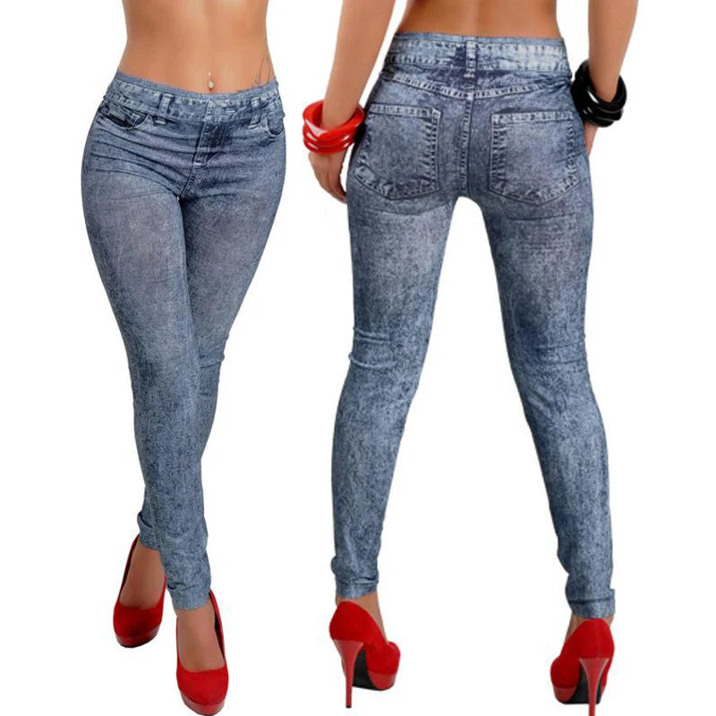 Classic Stretch Jeggings - Slim Imitation Jean Leggings