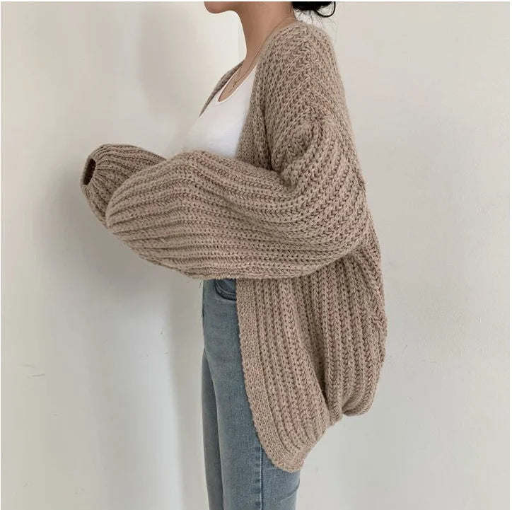 Harajuku Lantern Sleeve Cardigan - Loose Vintage Fall Sweater