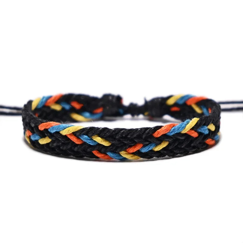 Handmade Vintage Cotton Rope Bracelet - Adjustable Brown Charm Jewelry
