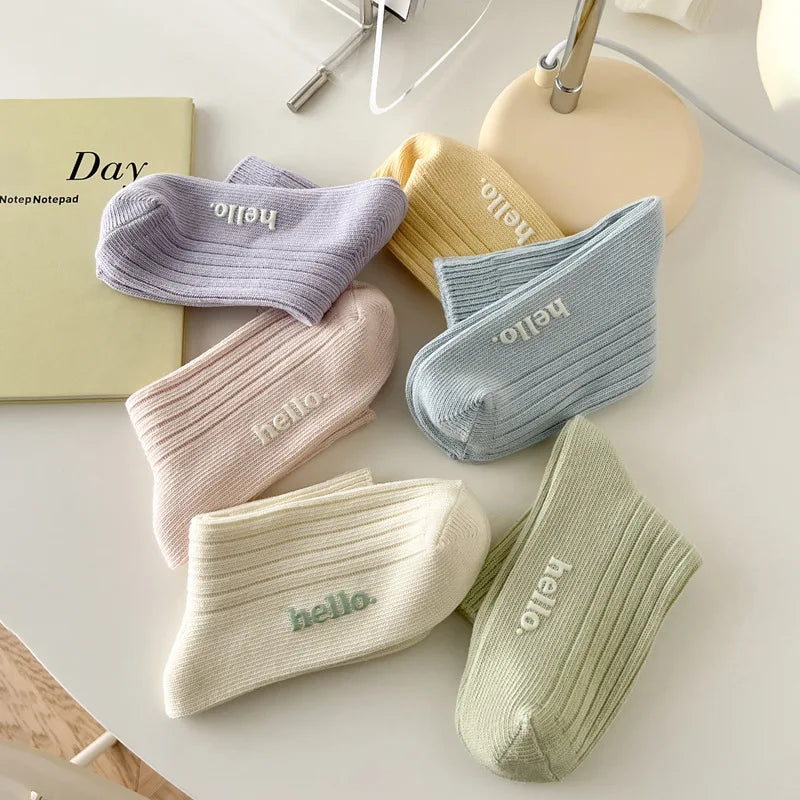 Fresh Color Breathable Crew Socks - Soft Japanese Everyday Socks