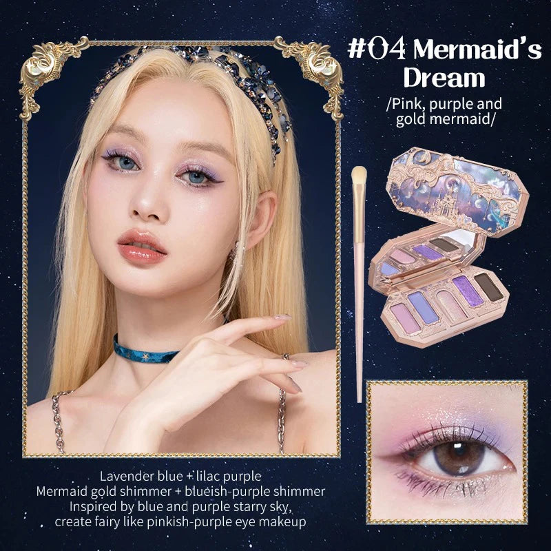 Moonlight Mermaid 5 Color Eyeshadow Palette - Matte Shimmer Glitter Makeup