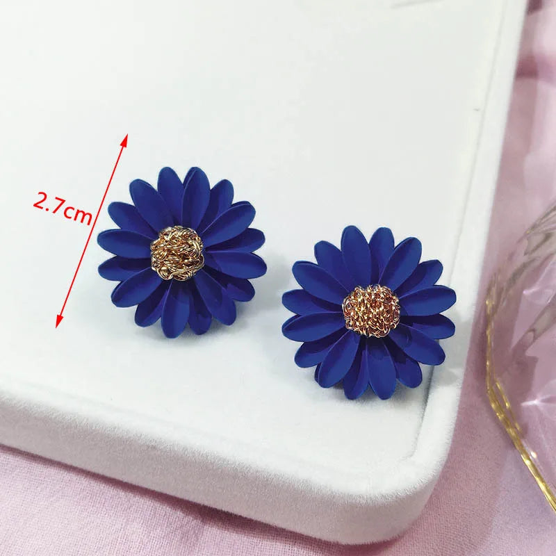 Blue Geometric Flower Butterfly Dangle Earrings - Bohemian Statement Jewelry