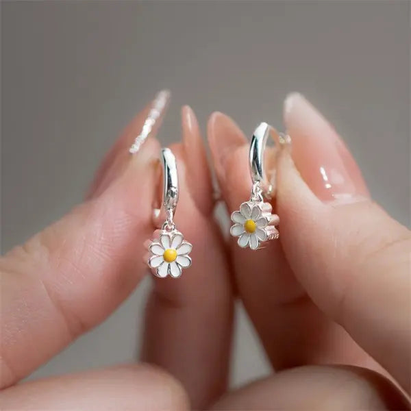 Rhinestone Flower Stud Earrings - Pearl Crystal Korean Party Jewelry