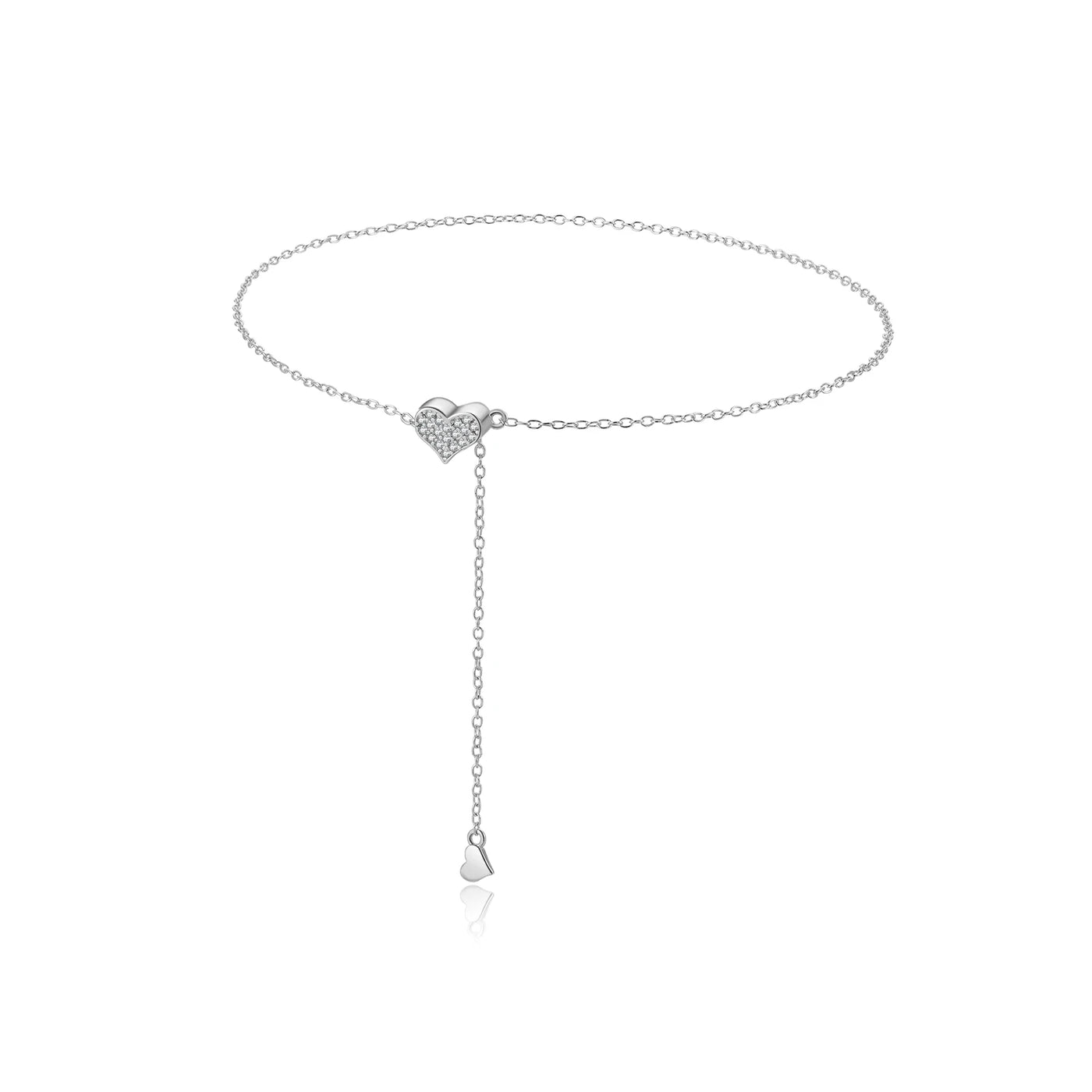 925 Sterling Silver Adjustable Heart Necklace - Resizable Pendant Choker