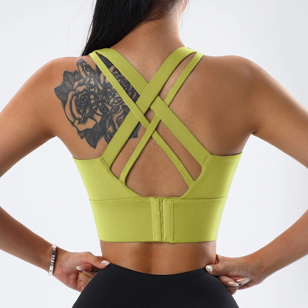 Mesh Sports Bra Crop Tank - Shockproof Running Workout Top