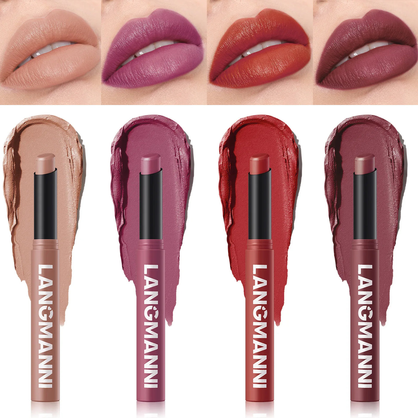 12 Color Matte Lipstick Pen - Waterproof Nude Velvet Lip Tint