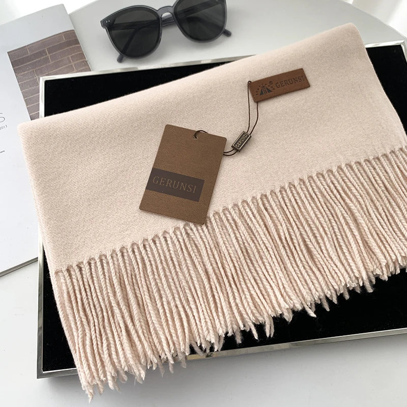 Solid Color Cashmere-Feel Winter Scarf - Soft Shawl Wrap Gift