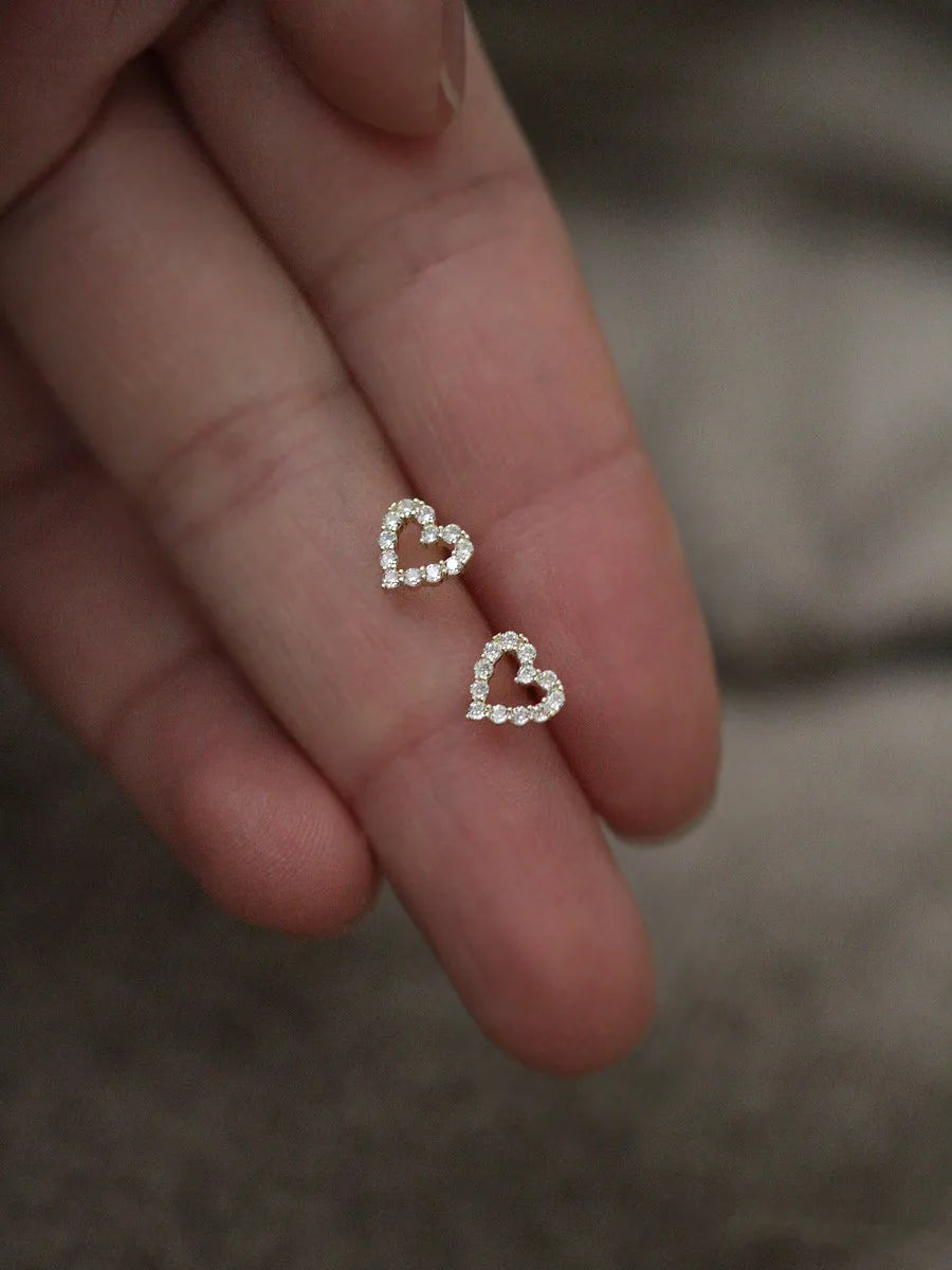 925 Silver Needle Zircon Stud Earrings - Gold Plated Crystal Jewelry