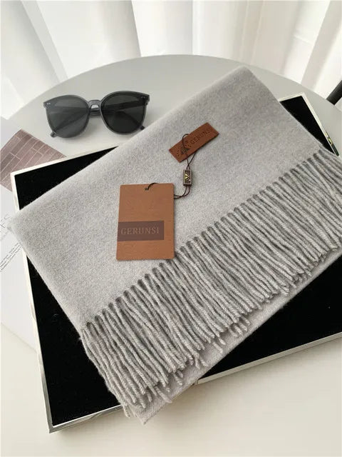 Solid Color Cashmere-Feel Winter Scarf - Soft Shawl Wrap Gift