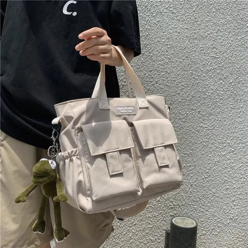 Waterproof Multi-Pocket Nylon Shoulder Bag - Casual Messenger Handbag