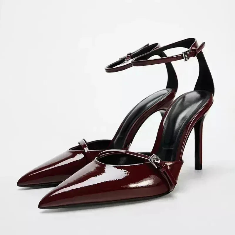 Rhinestone Clear Heel Sandals - Pointed Toe Party Nightclub Pumps