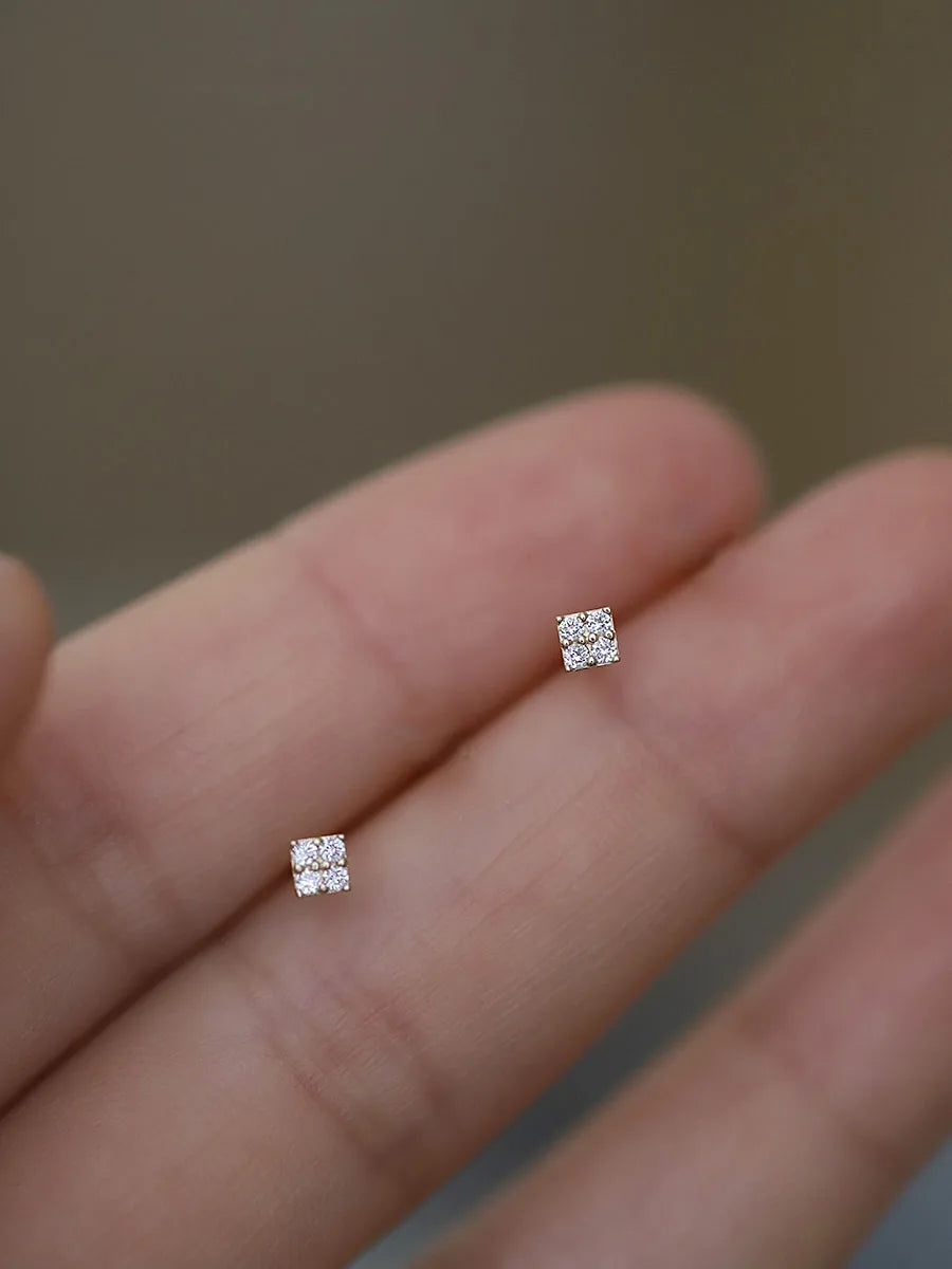 925 Silver Needle Zircon Stud Earrings - Gold Plated Crystal Jewelry