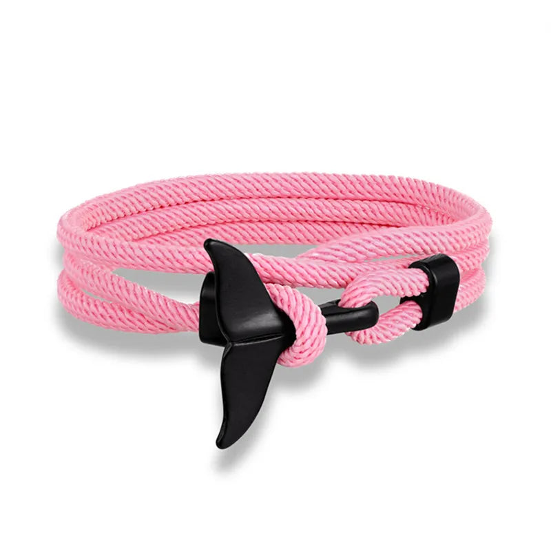 Ocean Anchor and Whale Tail Rope Bracelet - Adjustable Friendship Jewelry