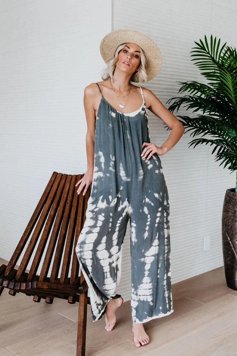 Rose Red Suspender Wide Leg Jumpsuit - Ankle Length Statement Outfit