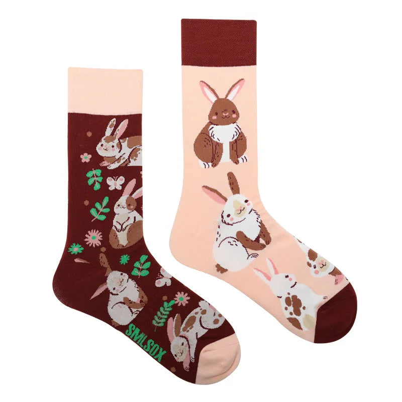 Flower Fruit Candy Cotton Socks - Colorful Unisex Mid Tube Pair