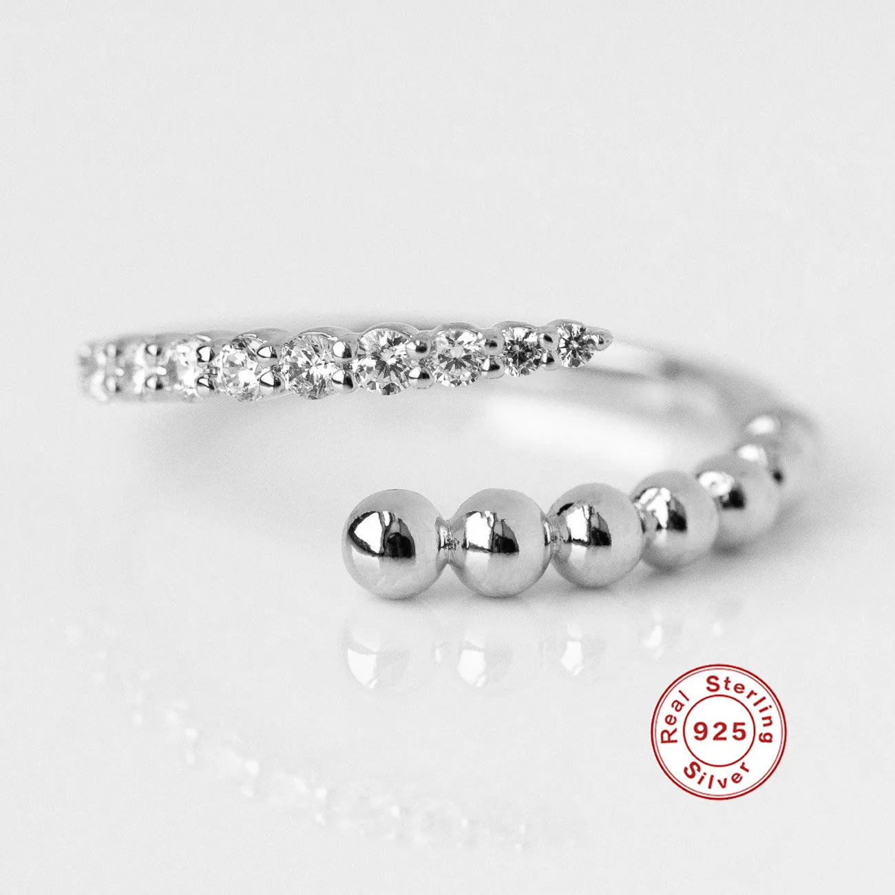 925 Sterling Silver Snake Ring - Open Adjustable Trendy Finger Ring