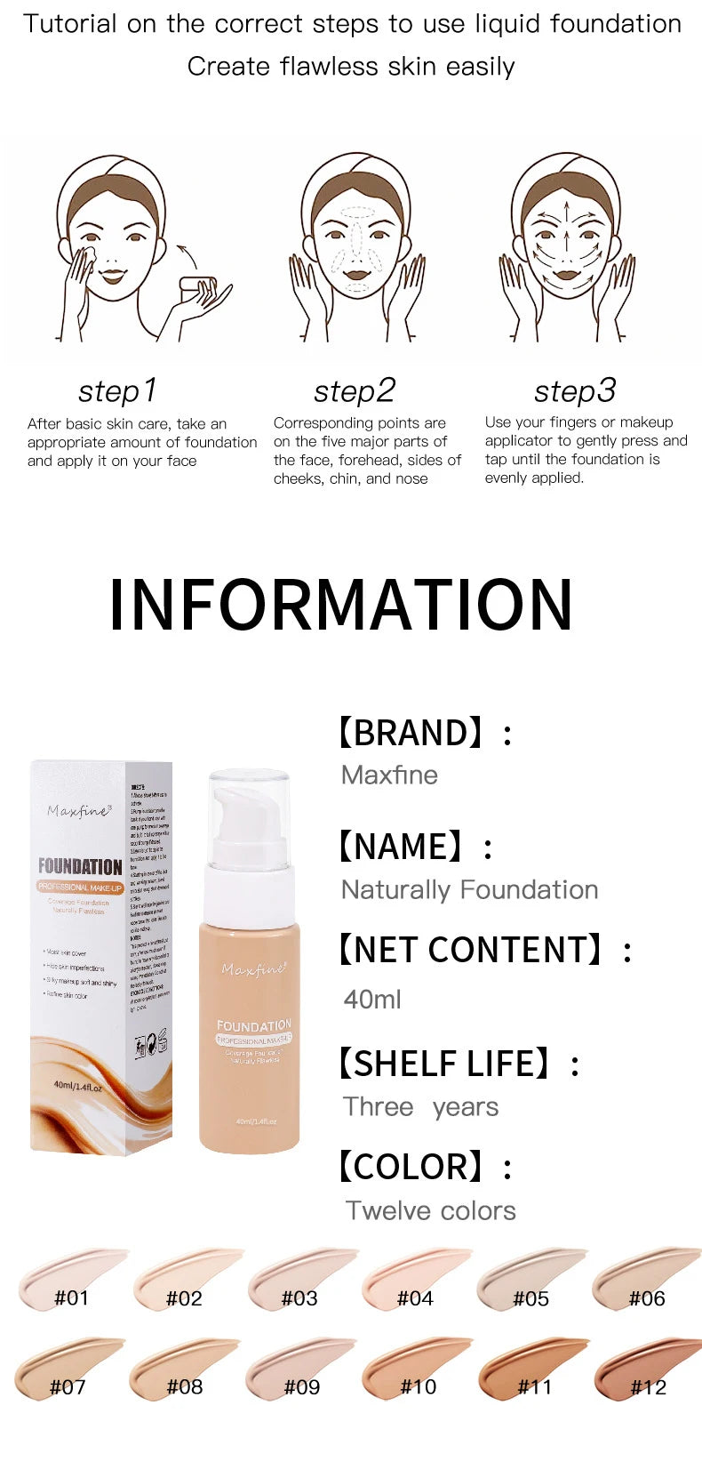 Waterproof Liquid Foundation - Sweat-Resistant Concealer Makeup