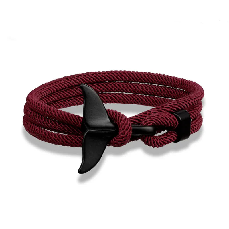 Ocean Anchor and Whale Tail Rope Bracelet - Adjustable Friendship Jewelry
