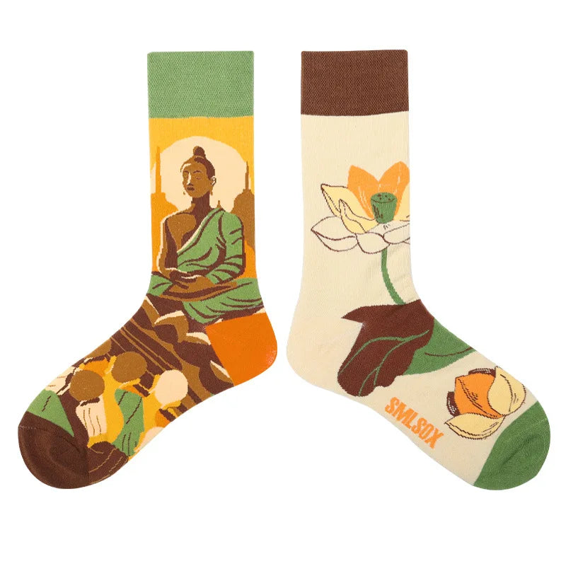 Flower Fruit Candy Cotton Socks - Colorful Unisex Mid Tube Pair