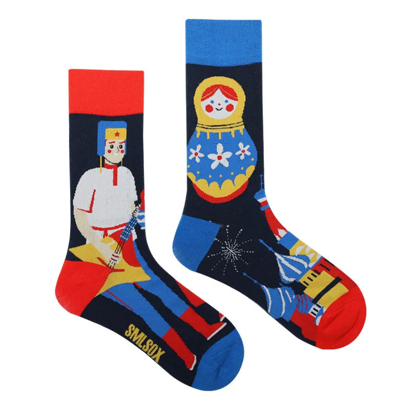 Flower Fruit Candy Cotton Socks - Colorful Unisex Mid Tube Pair
