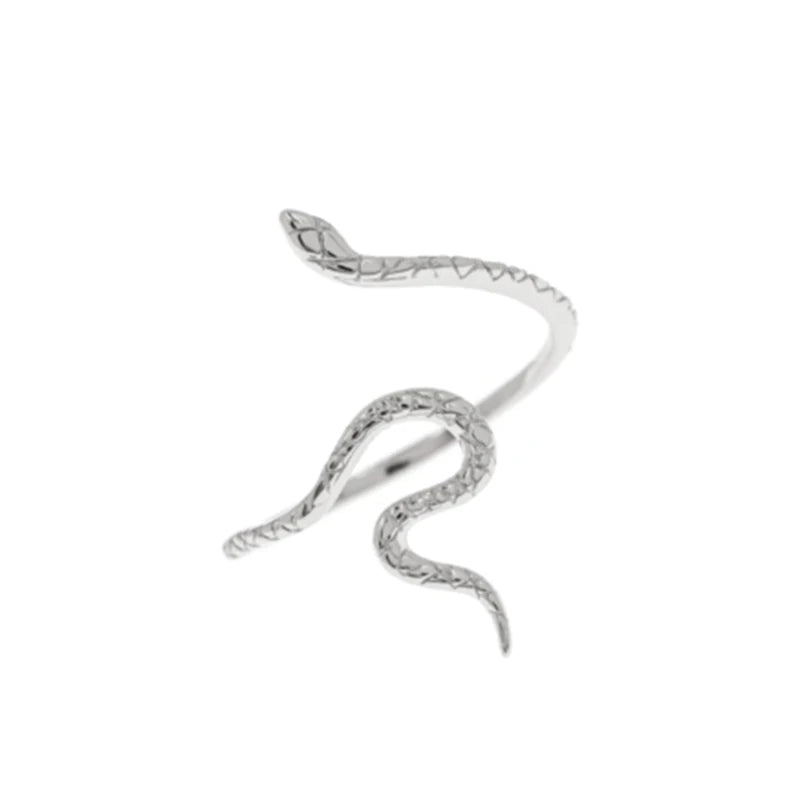 925 Sterling Silver Snake Ring - Open Adjustable Trendy Finger Ring