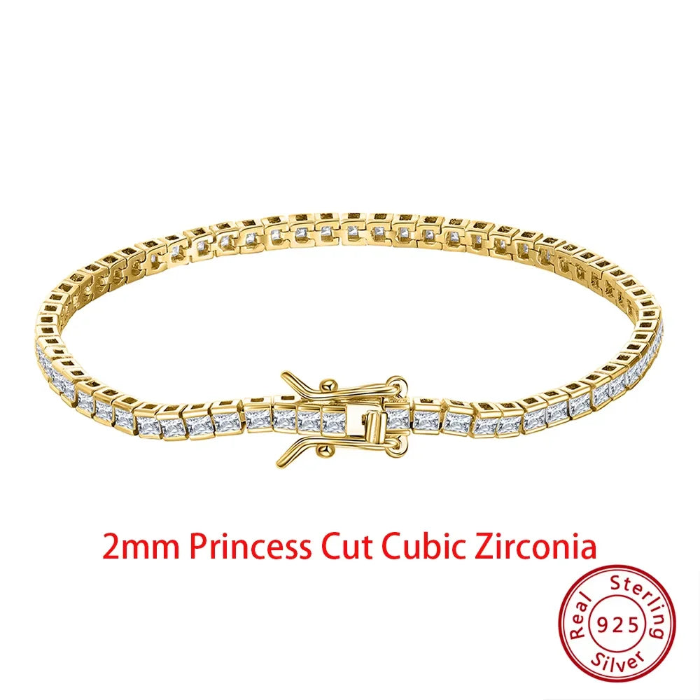 925 Sterling Silver Clear CZ Tennis Bracelet - Shiny Layering Chain