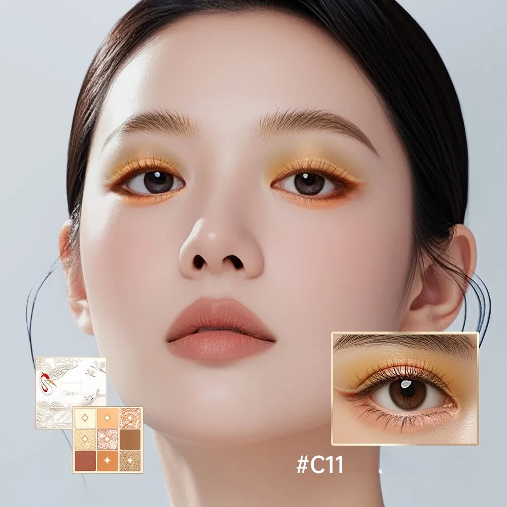 CATKIN 9 Color Eyeshadow Palette - Matte Glitter Natural Shades