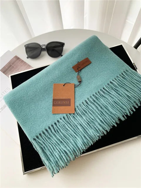 Solid Color Cashmere-Feel Winter Scarf - Soft Shawl Wrap Gift