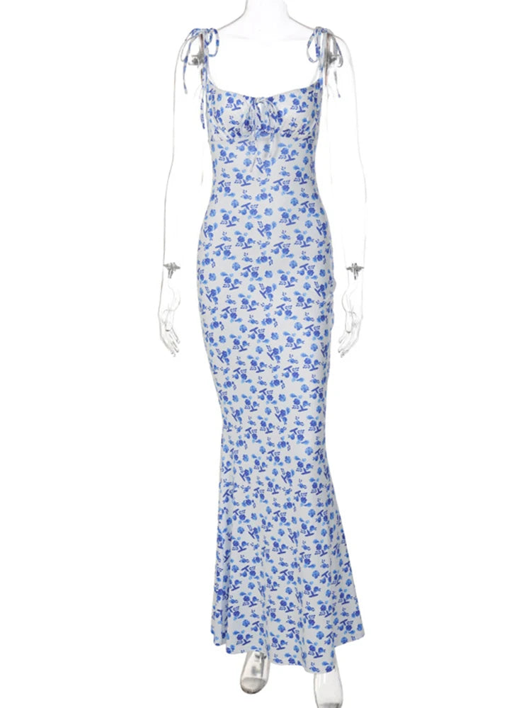 Floral Bodycon Beach Dress - Elegant Vacation Streetwear Long Dress