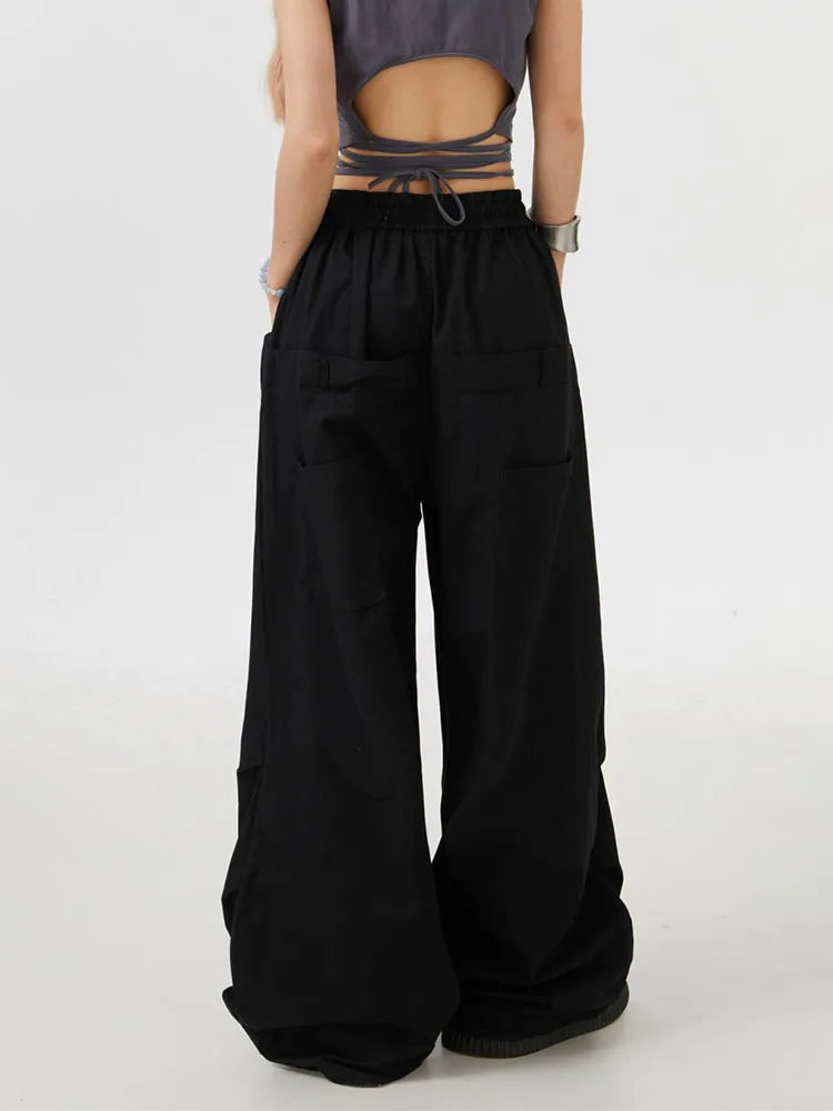 Y2K High Waist Cargo Pants - Loose Wide Leg Streetwear Trousers