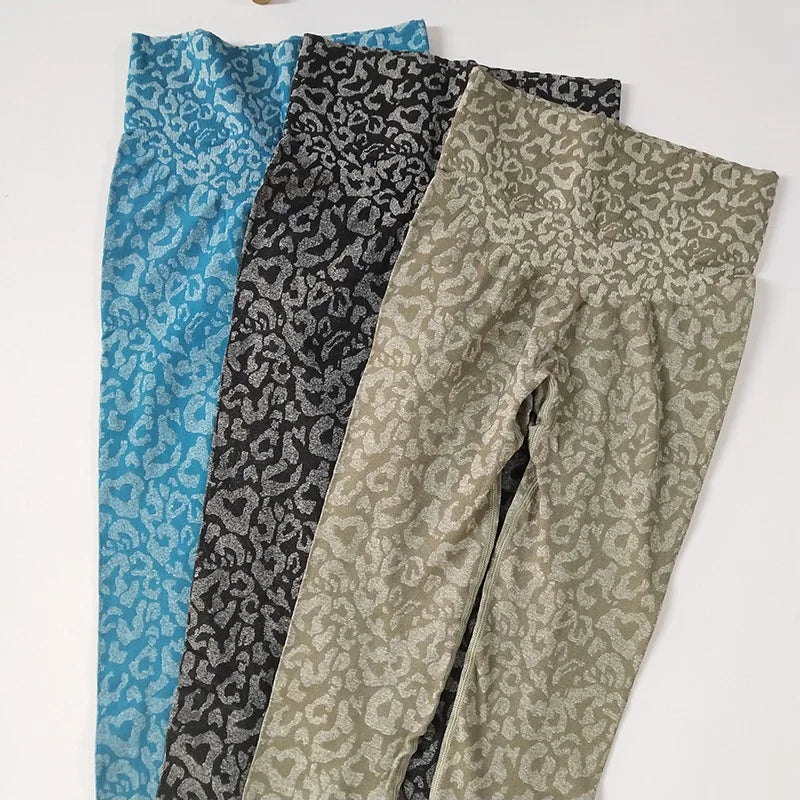 Leopard Print Seamless Yoga Leggings - High Waist Butt Lifting Tights