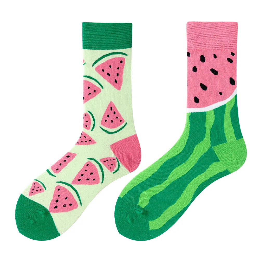 Flower Fruit Candy Cotton Socks - Colorful Unisex Mid Tube Pair