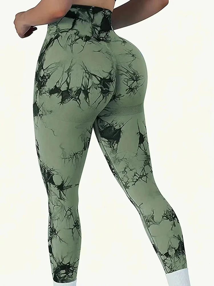 Tie Dye Seamless Yoga Leggings - High Waist Tummy Control Pants
