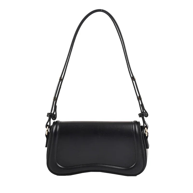 PU Leather Flap Crossbody Bag - Solid Color Small Saddle Purse