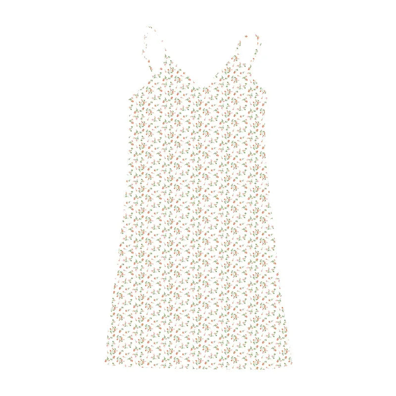 Y2K Floral Cross Cami Mini Dress - Sleeveless V Neck Korean Outfit