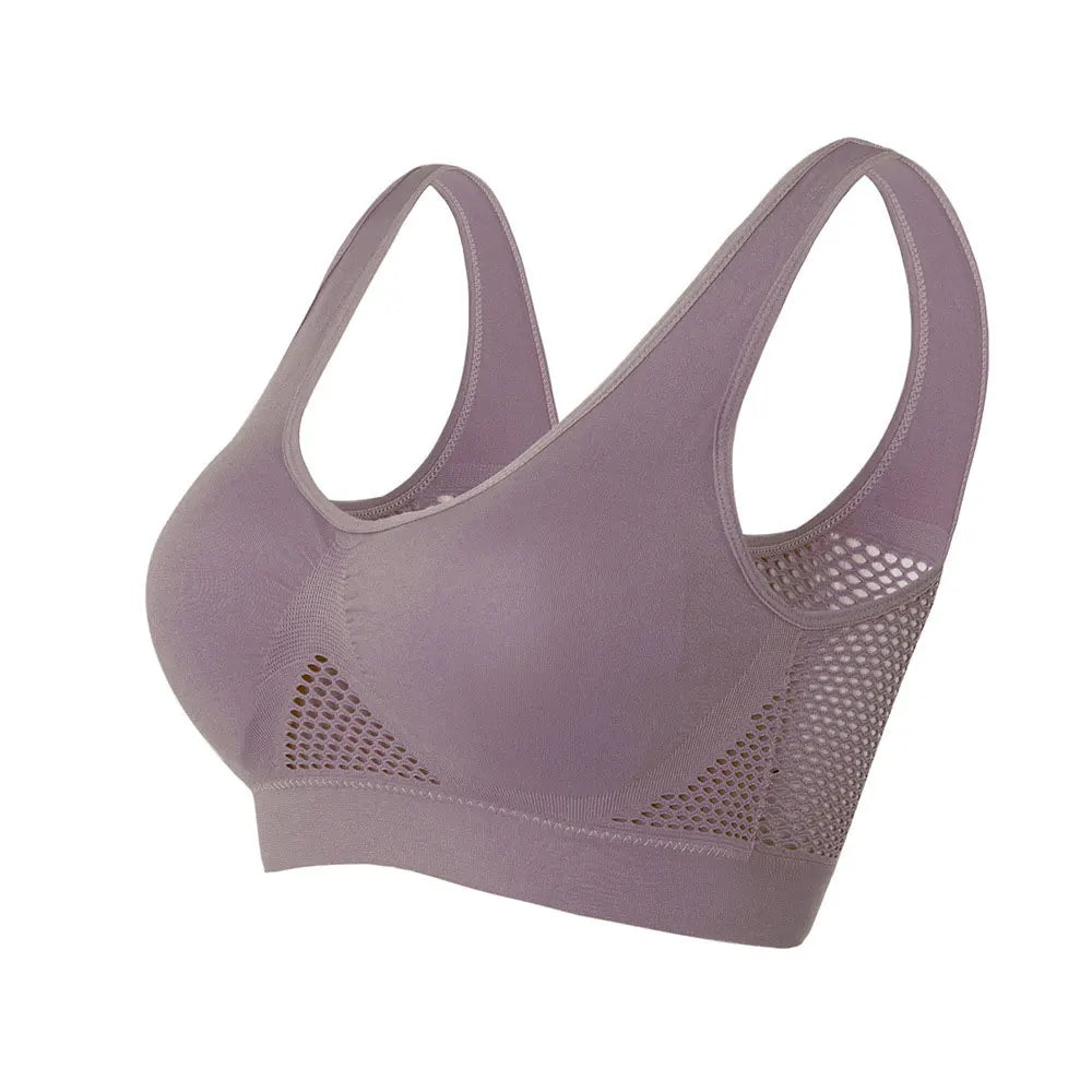 Hollow Out Padded Sports Bra - Breathable Wireless Gym Crop Top