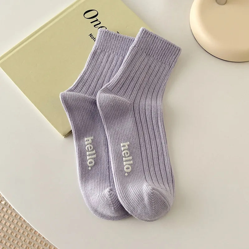 Fresh Color Breathable Crew Socks - Soft Japanese Everyday Socks
