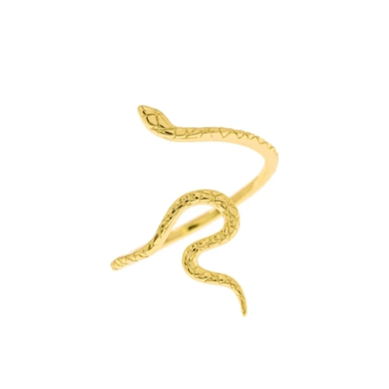925 Sterling Silver Snake Ring - Open Adjustable Trendy Finger Ring