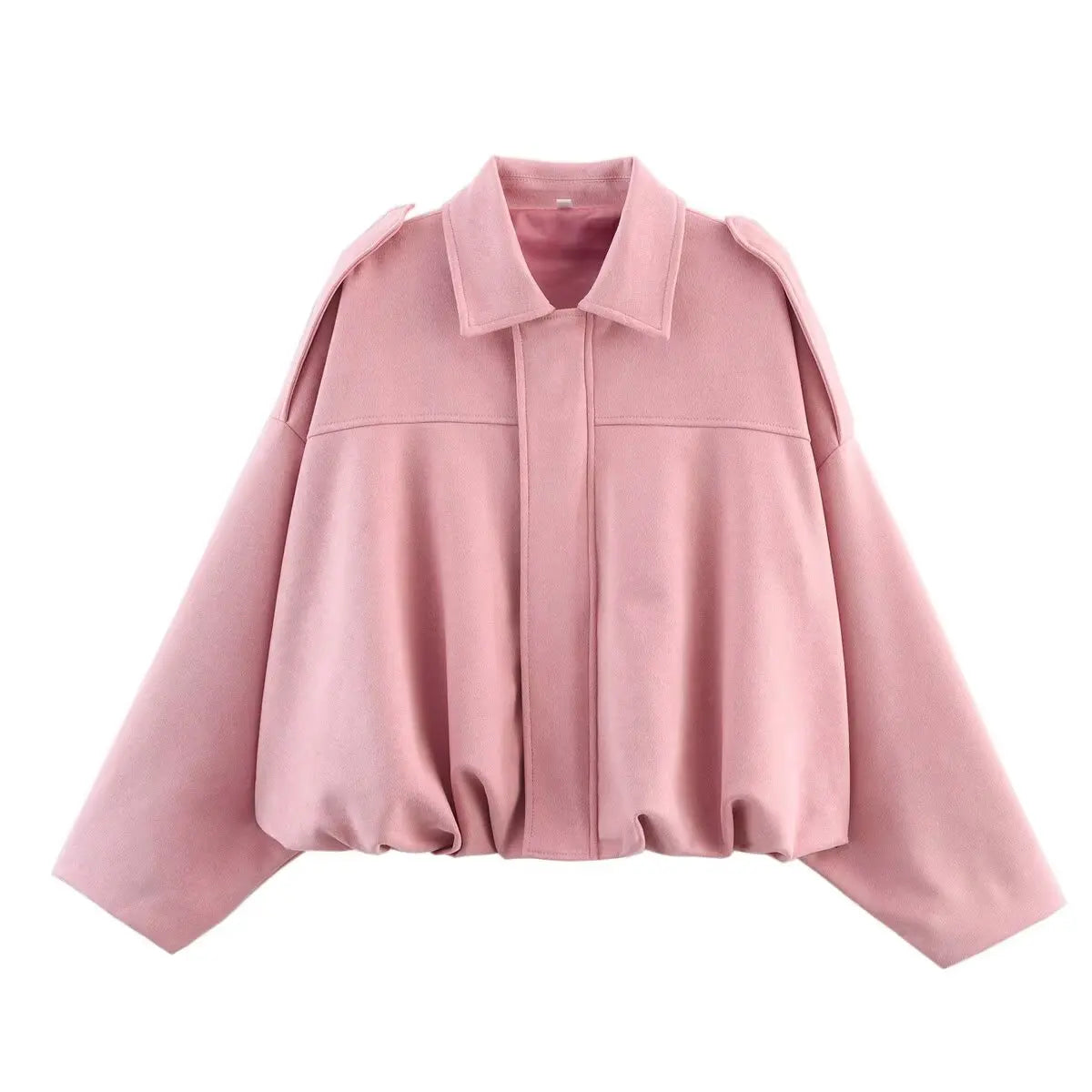 Suede Textured Bomber Jacket - Loose Lapel Casual Outerwear