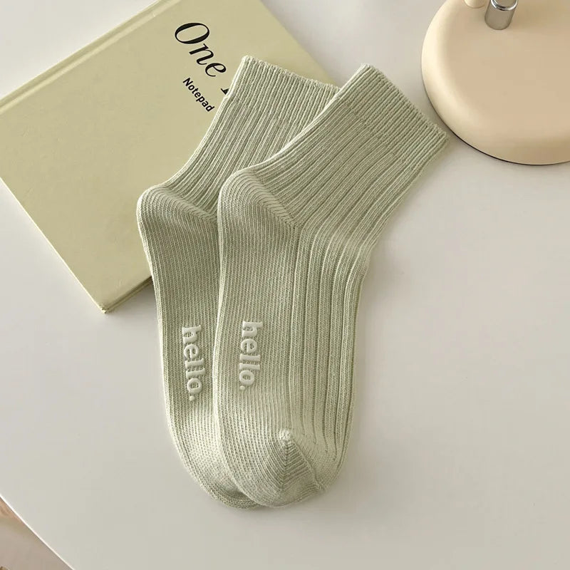 Fresh Color Breathable Crew Socks - Soft Japanese Everyday Socks