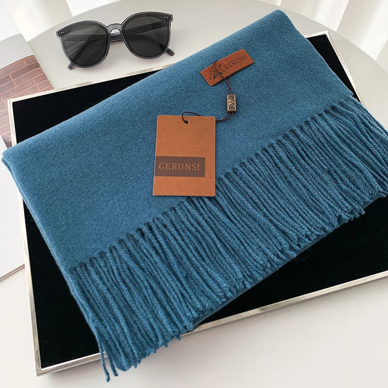 Solid Color Cashmere-Feel Winter Scarf - Soft Shawl Wrap Gift