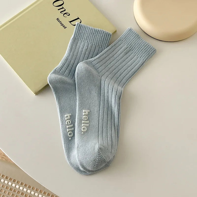 Fresh Color Breathable Crew Socks - Soft Japanese Everyday Socks