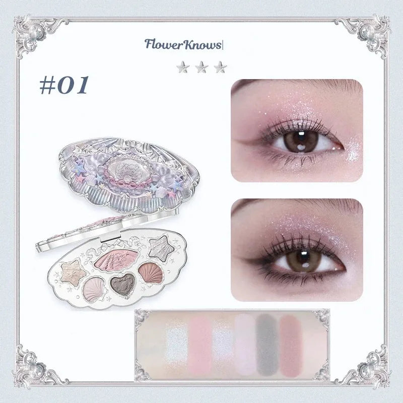 Moonlight Mermaid 5 Color Eyeshadow Palette - Matte Shimmer Glitter Makeup