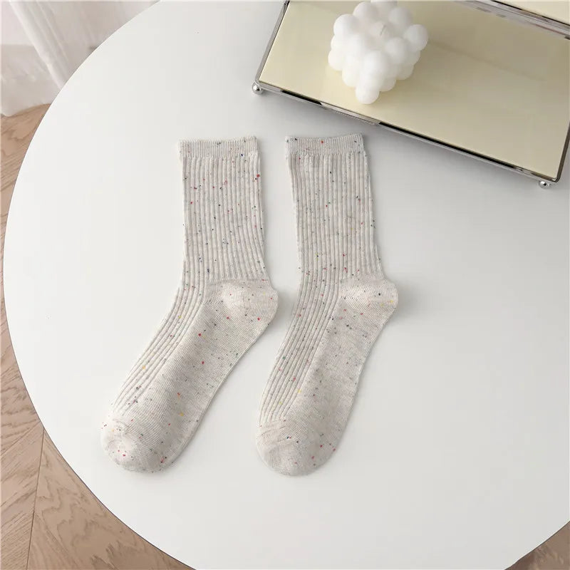 Colorful Long Pile Socks - Breathable Japanese Casual Crew Socks